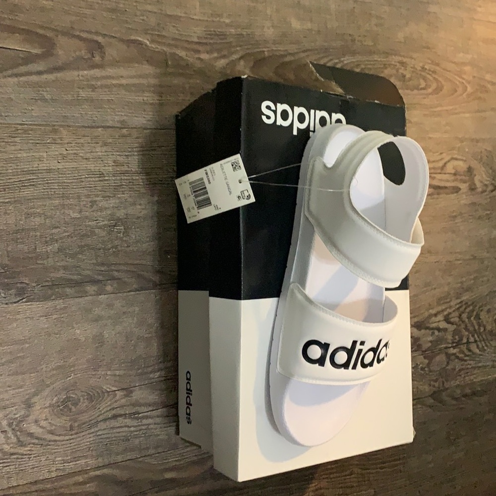 White adidas sandals size 8 in men’s